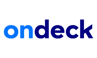 Logo with blue and dark blue text on a white background.