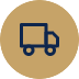 Icon of a delivery truck inside a brown circle.