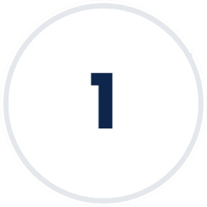 A dark number 1 centered in a white dotted circular border.