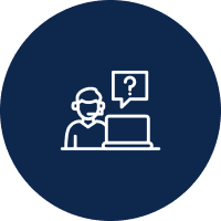 Icon of tech support with headset and laptop.